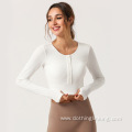 yoga long sleeve crop tops for women